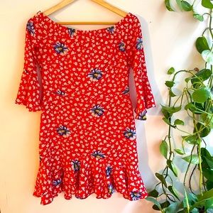 TOPSHOP printed mini Red dress Sz 6